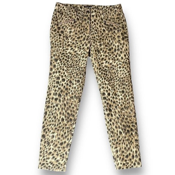 J McLaughlin Womens Baxter Safari Jean Sz 10 Tan Brown Animal Print Skinny Slim - Picture 2 of 10